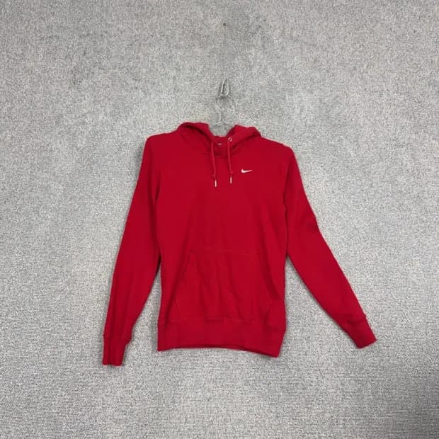 나이키 레드 로고 코튼 후드티 S
