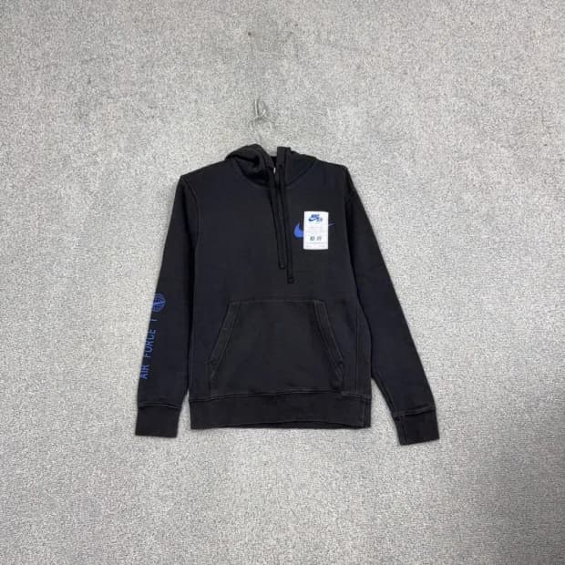 나이키 블랙 빈티지 로고 프린팅 후드티 S