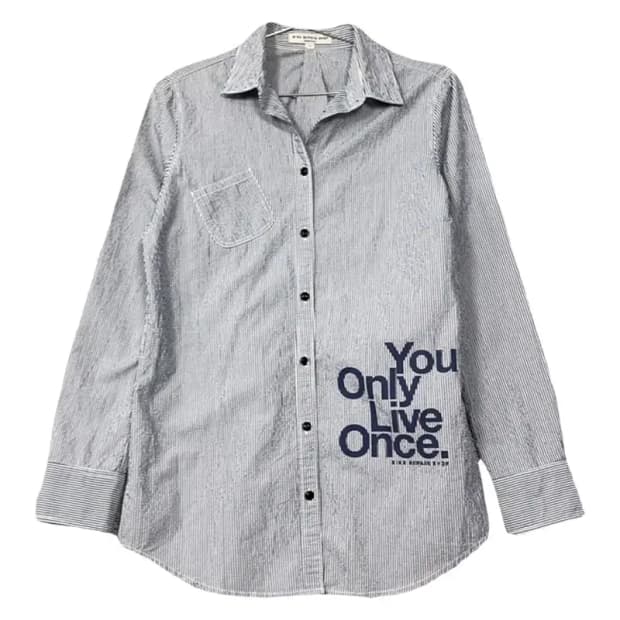 빈폴 스트라이프 라이트 블루 블라우스 85