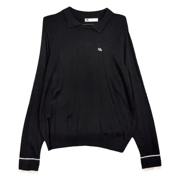 휠라 골프 블랙 카라 니트 100