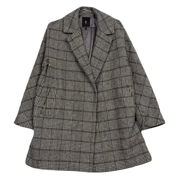 레노마 체크 그레이 울 롱 코트 6