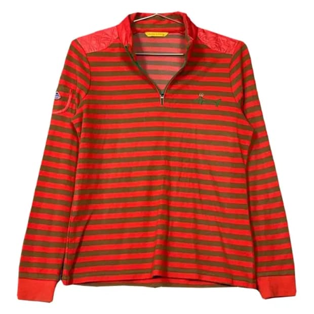 루이까스텔 스트라이프 레드 로고 등산 기능성 긴팔 카라티 95