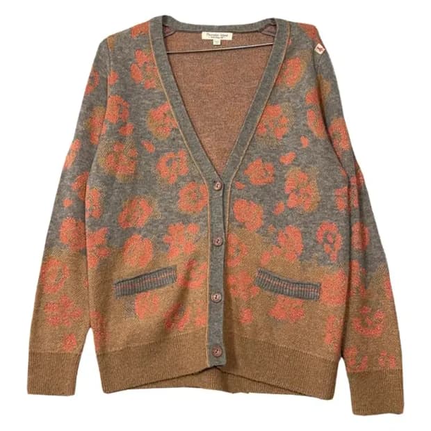 써스데이아일랜드 플라워 패턴 아크릴 니트 가디건 85(S)