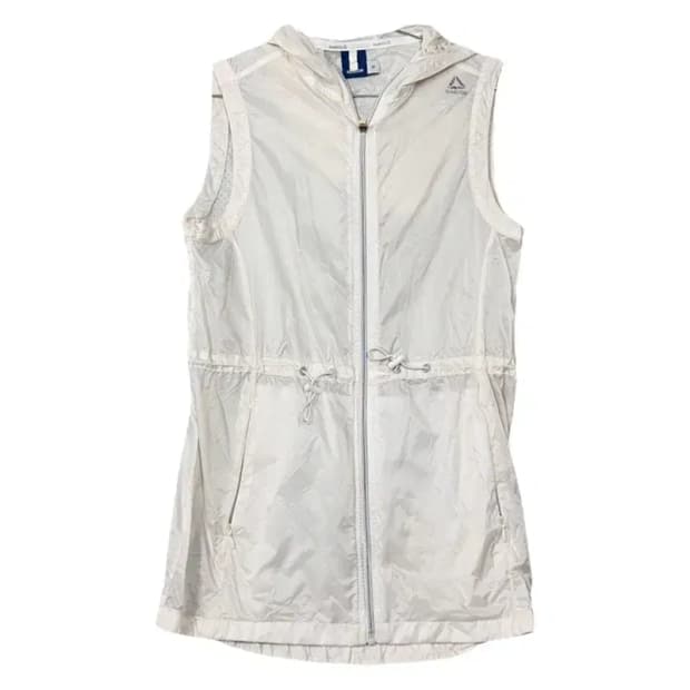 리복 화이트 기능성 롱 바람막이 조끼 S