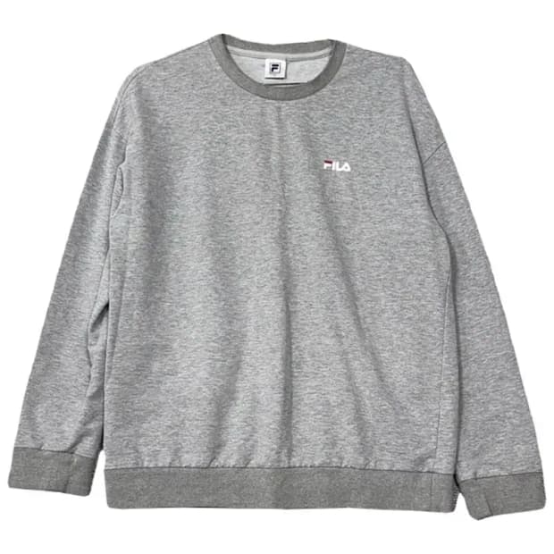 휠라 라이트 그레이 캐주얼 로고 맨투맨 100