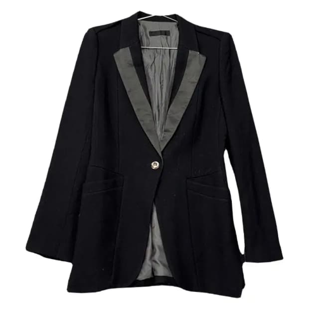 시스템 블랙 원버튼 클래식 롱 블레이저 82-94-160