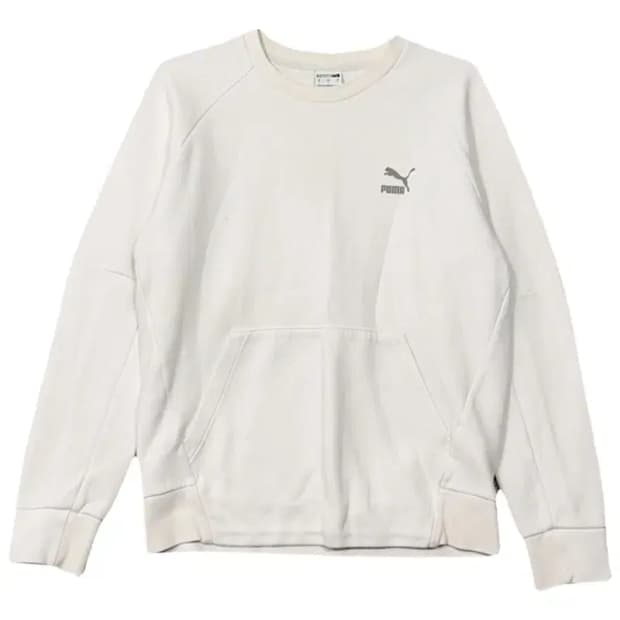 푸마 화이트 로고 캐주얼 맨투맨 S