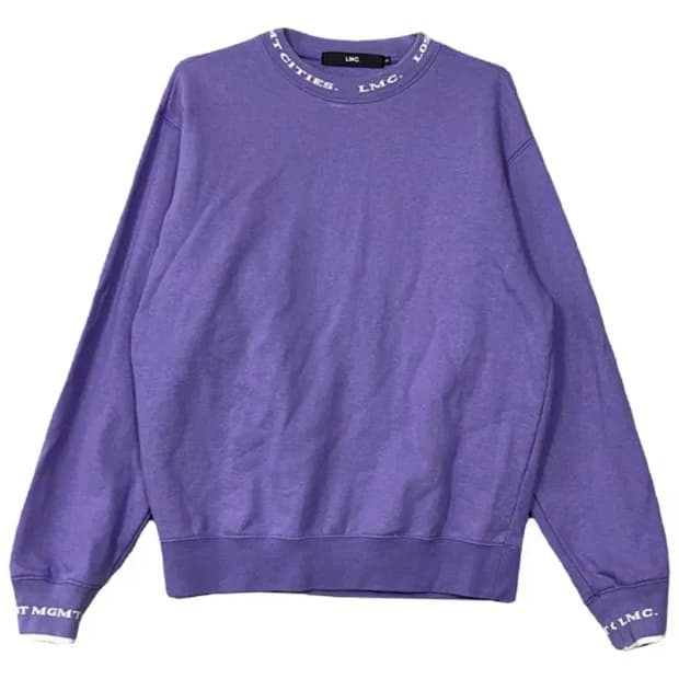 엘엠씨 퍼플 크루넥 로고 맨투맨 S