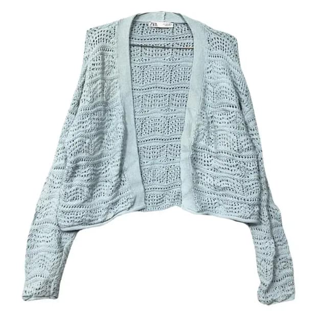 자라 라이트 블루 시스루 니트 가디건 S