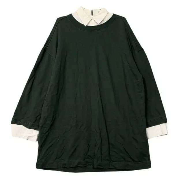 스튜디오 톰보이 그린 빅카라 맨투맨 원피스 F