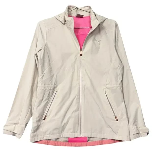 푸마 크림 로고 여성 기능성 후드 바람막이 S