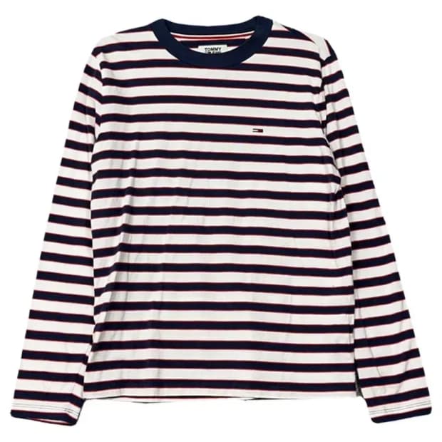 타미힐피거 스트라이프 로고 긴팔티 M