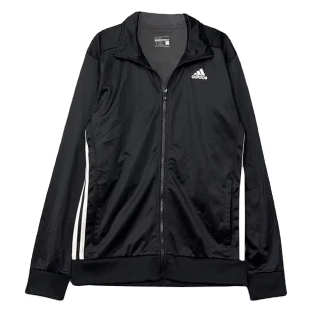 아디다스 블랙 로고 남성 집업 저지 100