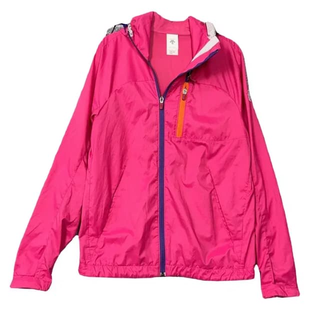 데상트 핑크 기능성 후드 바람막이 M
