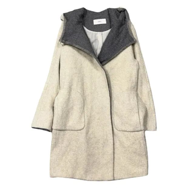듀엘 크림 클래식 울 후드 코트 55