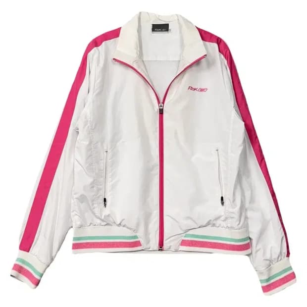 리복 화이트 핑크 기능성 집업 자켓 100