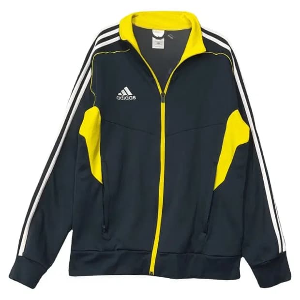 아디다스 블랙 로고 삼선 집업 저지 100