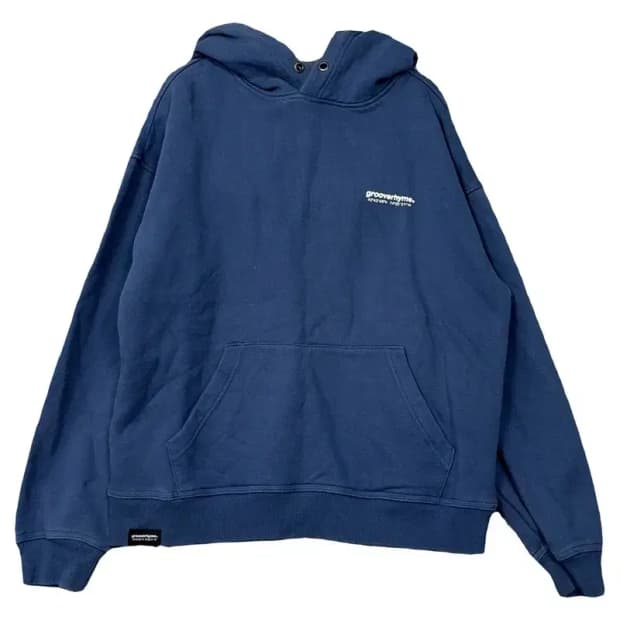 그루브라임 로고 오버핏 네이비 후드티 M