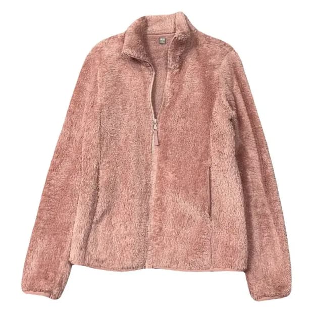 유니클로 라이트 핑크 여성 캐주얼 후리스 집업 M