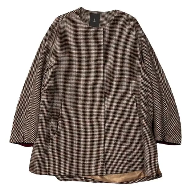 레노마 체크 브라운 오버핏 울 코트 55