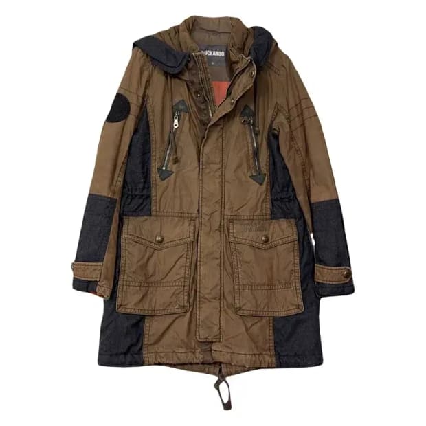 버커루 브라운 빈티지 포켓 피쉬테일 남성 야상 S