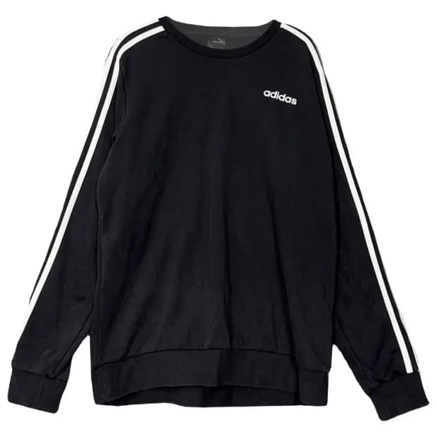 아디다스 블랙 로고 삼선 오버핏 맨투맨 XL