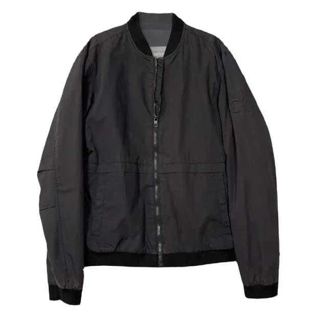 캘빈클라인 그레이 완장 로고 블루종 자켓 M