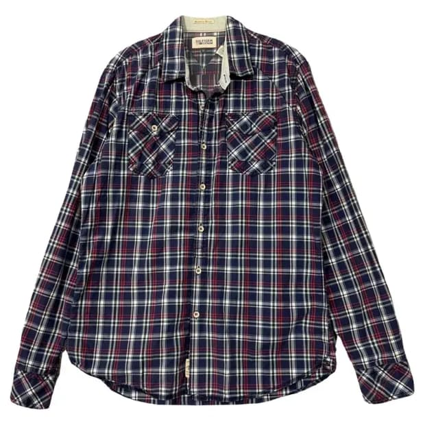 타미힐피거 투포켓 캐주얼 체크 셔츠 M
