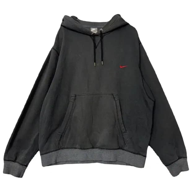 나이키 블랙 로고 빈티지 후드티 L