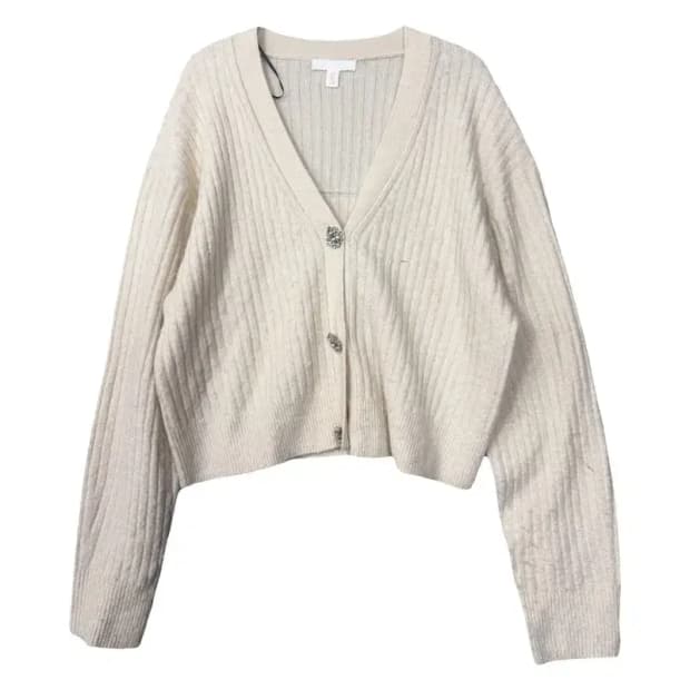 에이치엔앰 크림 울 니트 가디건 M