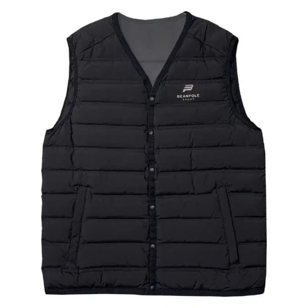 빈폴 블랙 로고 다운 경량 패딩 조끼 105