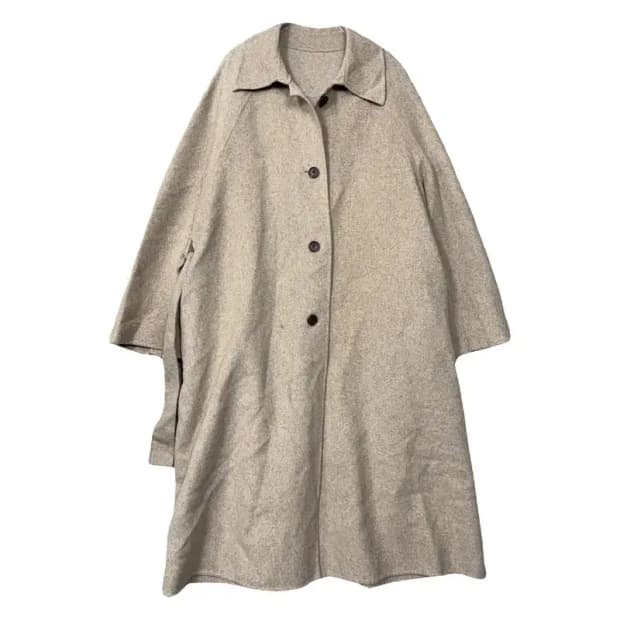 에잇세컨즈 베이지 벨티드 울 롱코트 85(S)