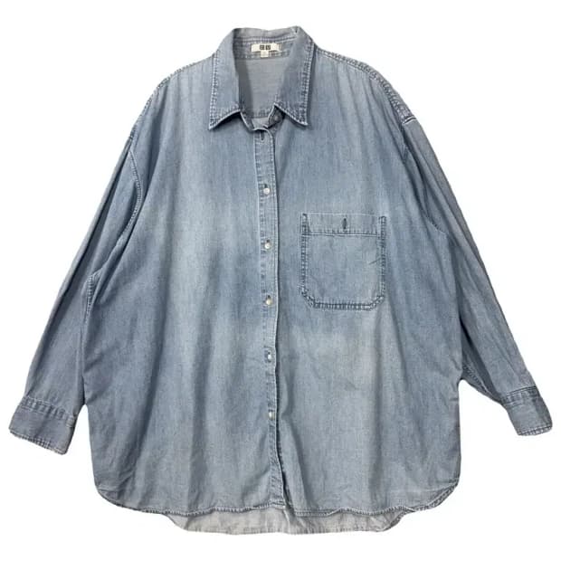 유니클로 라이트 블루 데님 오버핏 블라우스 XL