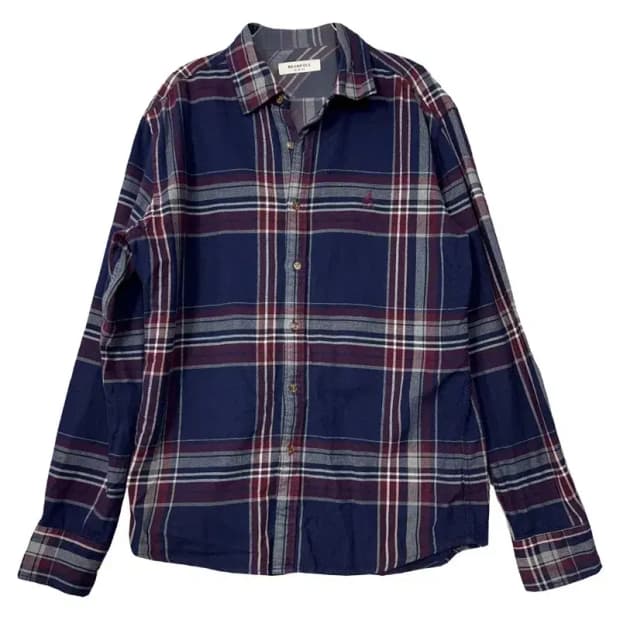 빈폴 체크 네이비 로고 셔츠 100