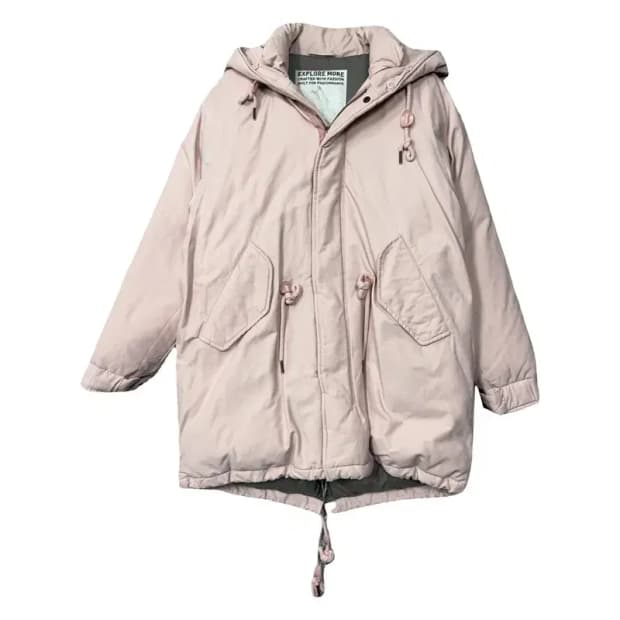 지프 라이트 핑크 허리 밴딩 캐주얼 다운 패딩 S(90)