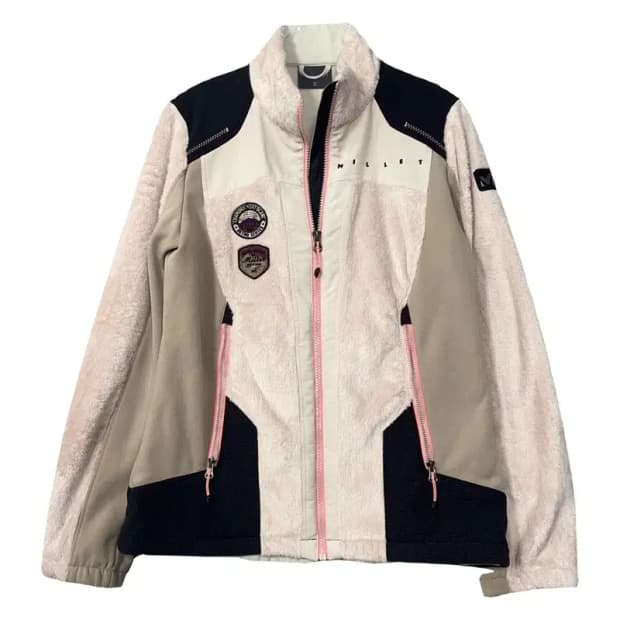 밀레 라이트 핑크 멀티 컬러 뽀글이 여성 후리스 95