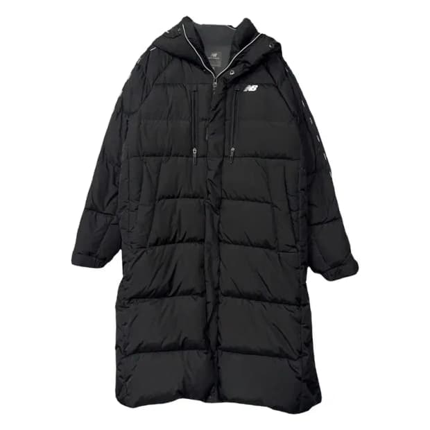 뉴발란스 블랙 로고 구스다운 롱패딩 L