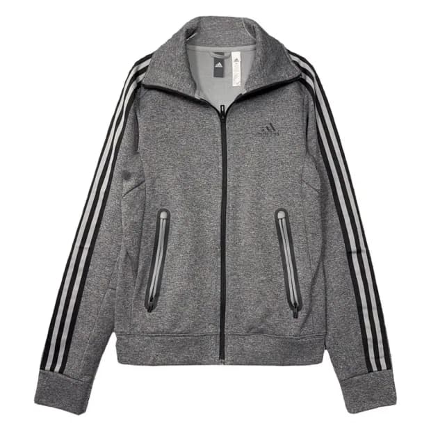 아디다스 그레이 로고 삼선 집업 저지 090