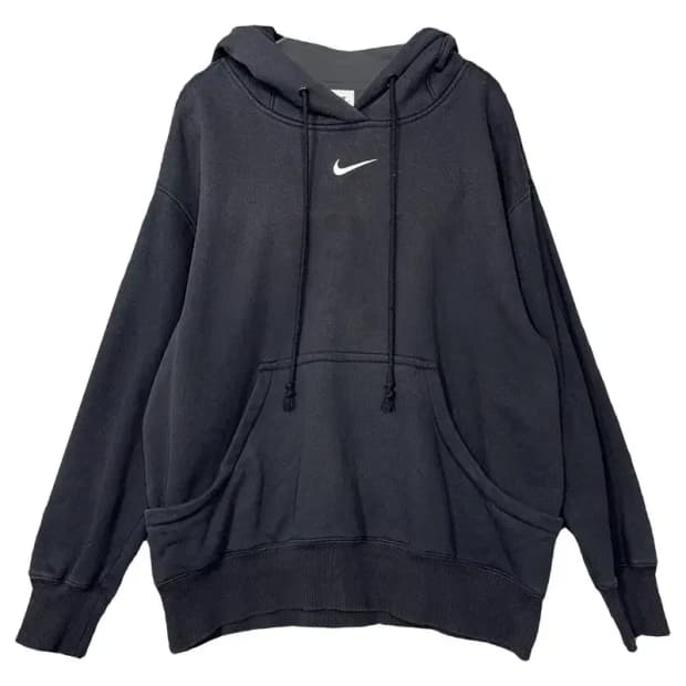 나이키 블랙 센터 로고 후드티 M