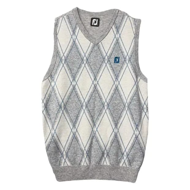 풋조이 골프 아가일 라이트 그레이 니트 조끼 S