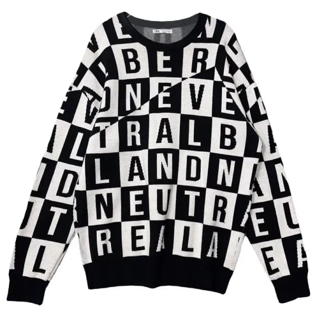 자라 블랙 빈티지 패턴 니트 M