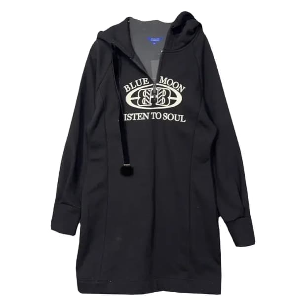 [새상품]에고이스트 프린팅 블랙 후드 원피스 L