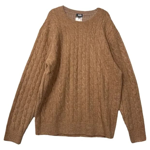 유니클로 브라운 케이블 니트 XL
