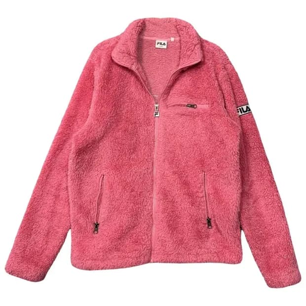 휠라 핑크 뽀글이 후리스 집업 X-SMALL