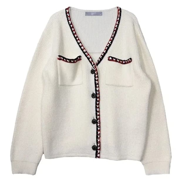 에잇세컨즈 크림 트위드 니트 가디건 F