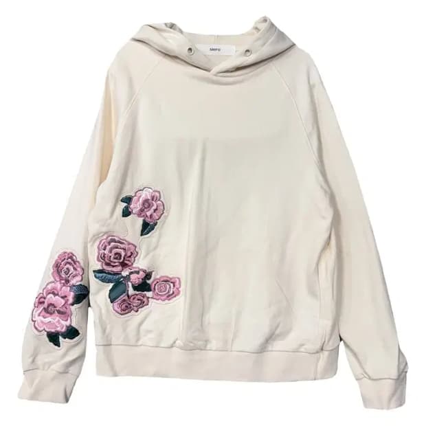 시에로 꽃 자수 크림 후드티 0(XS)