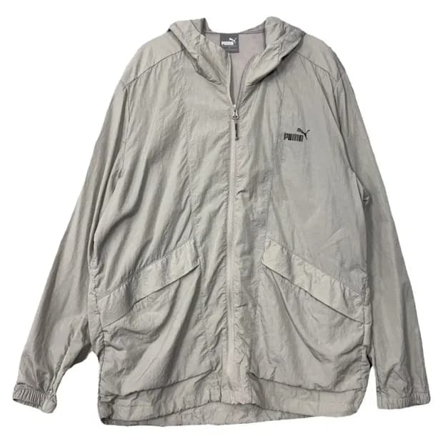 푸마 로고 그레이 오버핏 후드 바람막이 XL