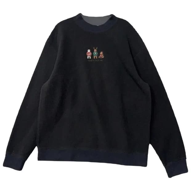 후아유 블랙 센터 로고 맨투맨 M