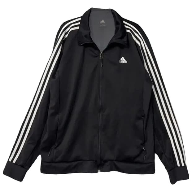 아디다스 검흰 로고 삼선 트랙탑 집업 저지 2XL