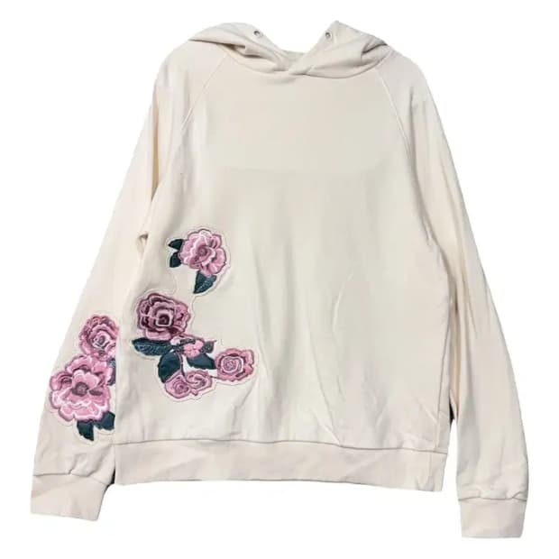시에로 꽃 자수 크림 후드티 0(XS)